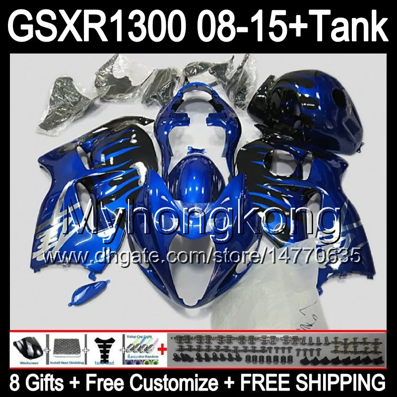 8 cadeaux pour SUZUKI Hayabusa GSXR1300 2008 2009 2010 2011 bleu brillant 14MY185 GSXR-1300 GSX R1300 GSXR 1300 2012 2013 2014 2015 carénage noir