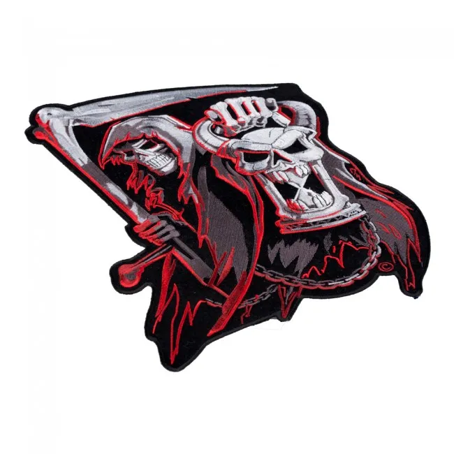 Countdown To Death Grim Reaper Zandloper Patch, Reaper Schedel Geborduurde Ijzer Op Patches 9*12.75 INCH Gratis Verzending