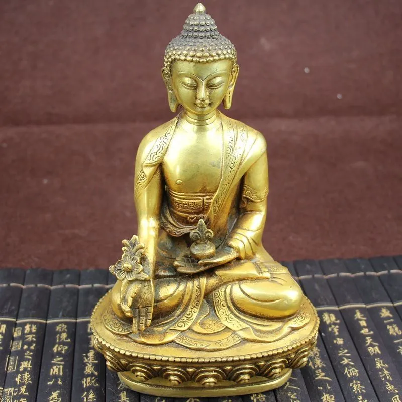 Collection Tibetan Pharmacist Buddha Brass Staty