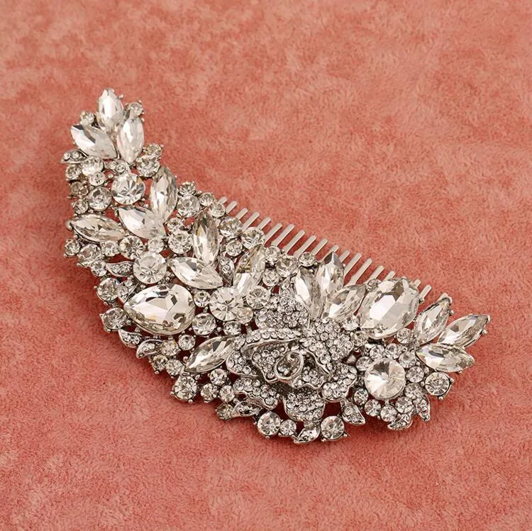 Fashion Bridal Wedding Tiaras Stunning Rhinestone Fine Comb Bridal Jewelry Accessories Crystal Hair Brush Free Shipping