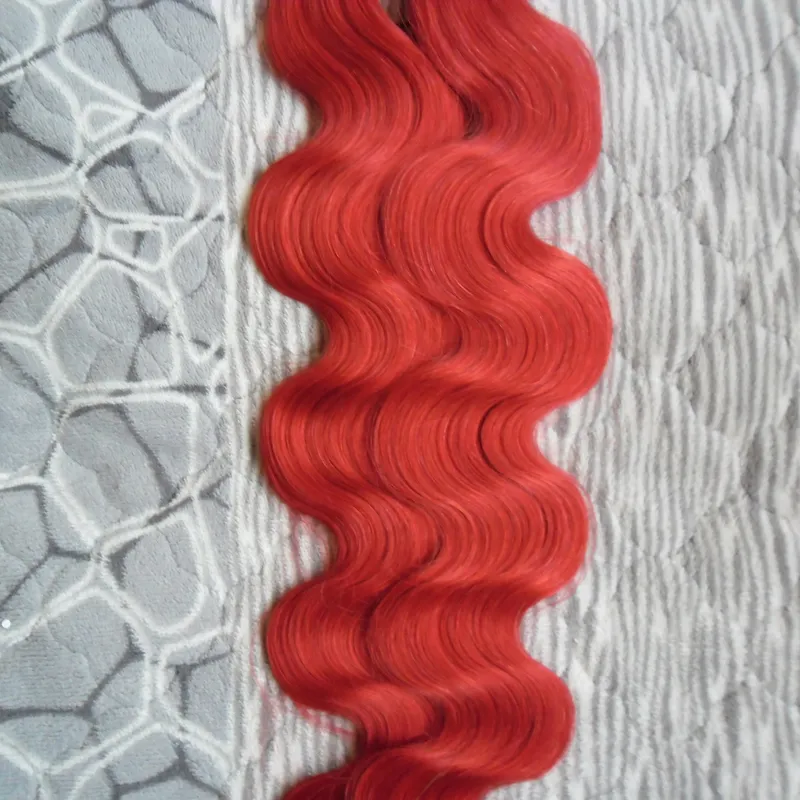 Rudowa taśma w ludzkich włosach Brazylijska fala ciała ludzka taśma włosów 40 szt. Naturalna taśma falowa w skórze Włosy Włosy z powodu 19987931