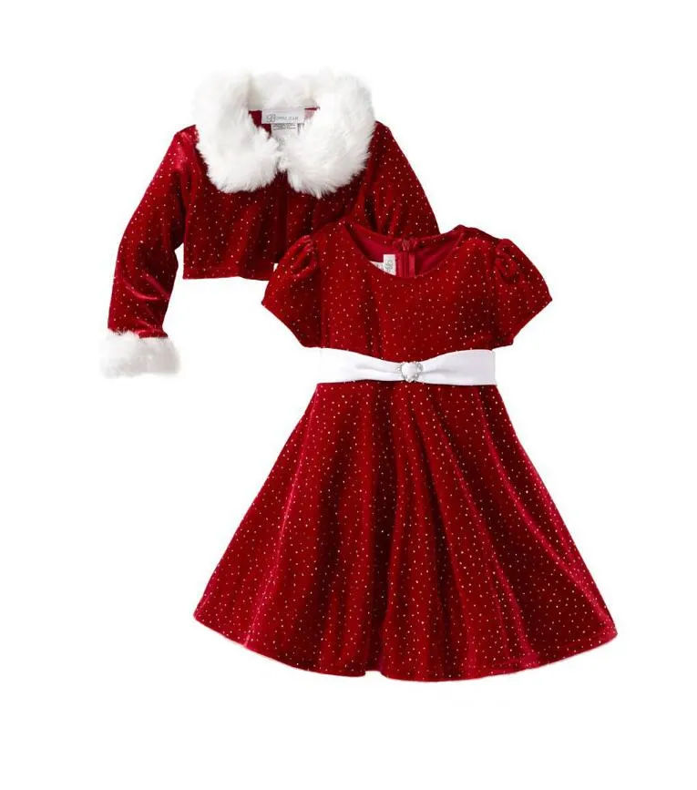 Baby Santa Claus Costume Children's Christmas Clothing Red Girls Dress Kid's New Year Passar för Flickor Söt Festival Klänningar