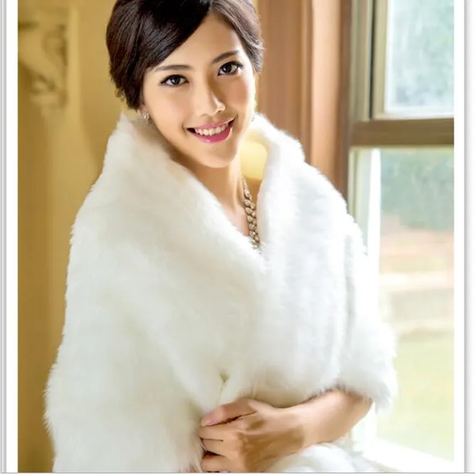 White faux fur wrap bridal cheap