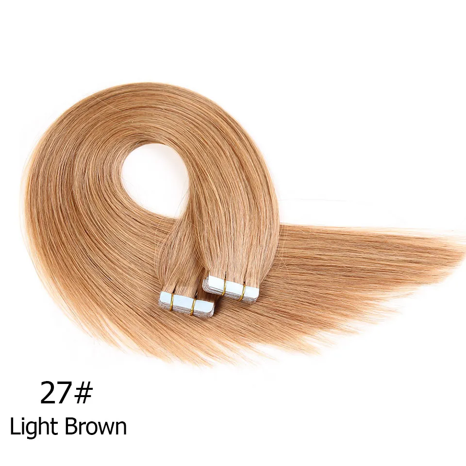 شريط في امتدادات الشعر البشري 16 ''-30 '' set 2 5g pcs skin skin weft brazilian remy hair double-side remy t253t