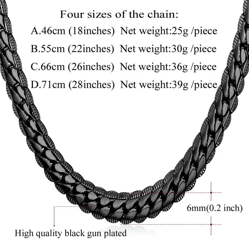 6MM 18 -32 Men Gold Chain 18K Yellow Gold Plated Jewelry Curb Cuban Link Chain Necklace278N