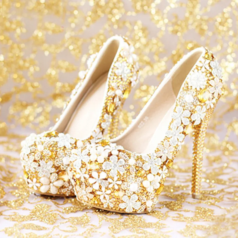 Zapatos De Boda Dorados C modos A La Moda Zapatos De Mujer Con