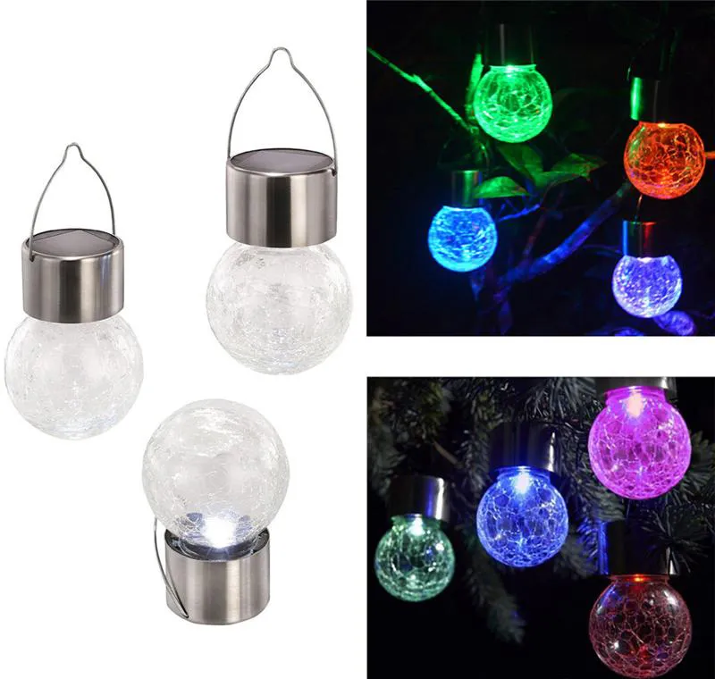 Hot Solar Power LED Light Kolor Zmiana Ball Crackle Szklana LED Light Outdoor Decoration Led Light