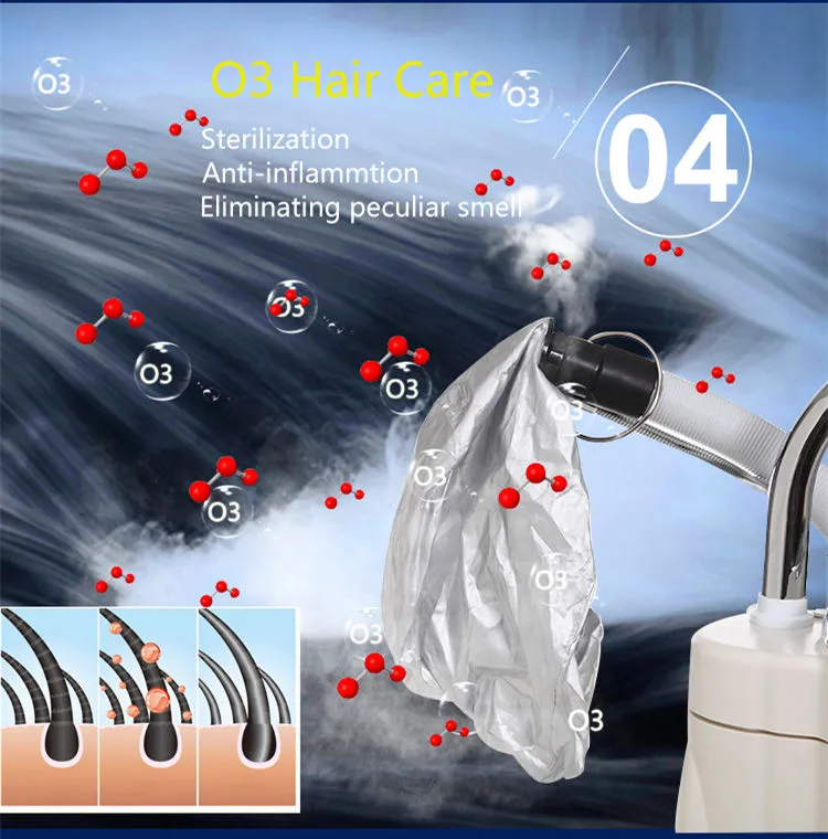 SEYARSI 2 cabezales O3 máquina de cuidado del cabello con ozono uso en salón máquina de tratamiento del cuero cabelludo con vapor