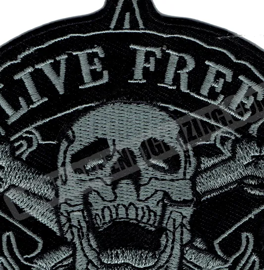 Patch Ricamato Biker 'Live Free Ride Fee' - Toppa Stoffa Da Cucire O Stirare