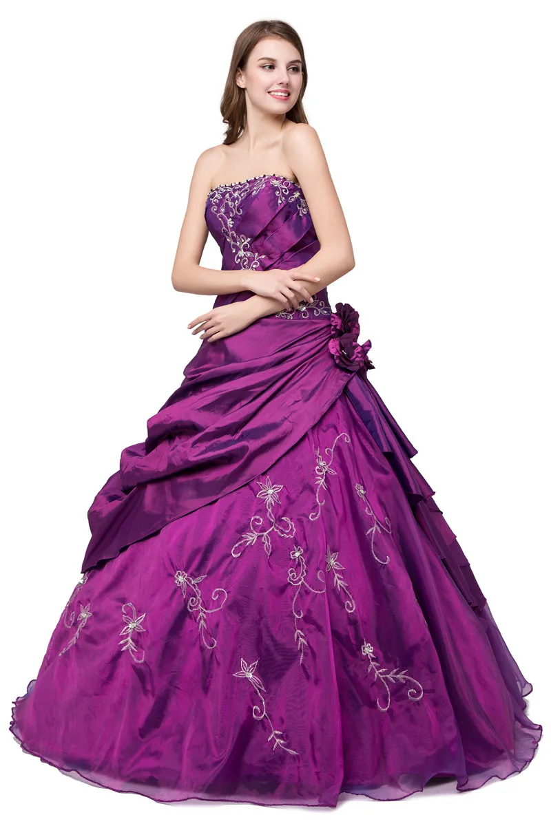 2017 New Cheap Purple Quinceanera Dresses For 15 Party Sweet 16 Formal Long Prom Party Gowns Stock Size 216 QC2143572189