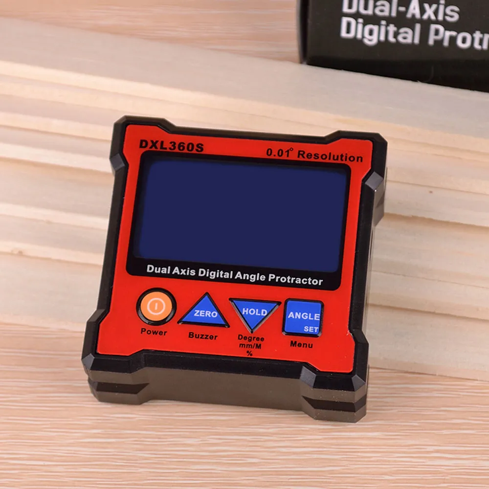 Freeshipping High-precision Dual Axis Digital Angle Protractor Dual-axis Digital Display Level Gauge with 5 Side Magnetic Base