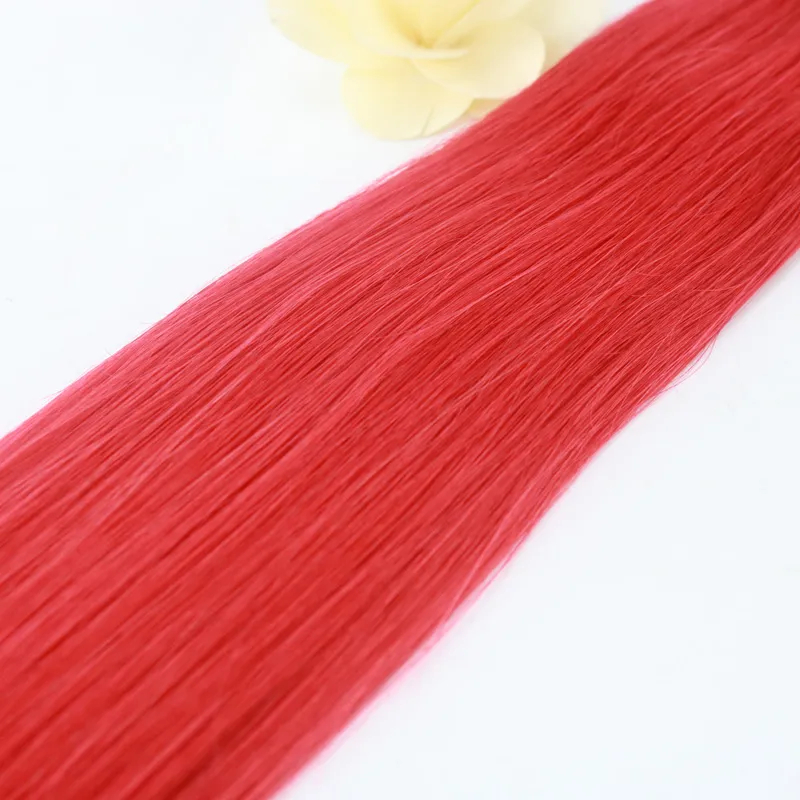 Full Hair Popular Multi-Colors Red Color Tape in Premium Remy Human Hair Extensions Set 50g Weight Straight Human Hair