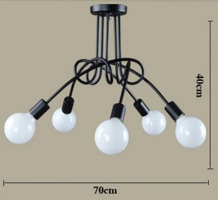 Amerikaanse industrie stijl E27 ijzeren pijp buigen art kroonluchter restaurant slaapkamer bar kantoor verlichting kroonluchters gratis verzending