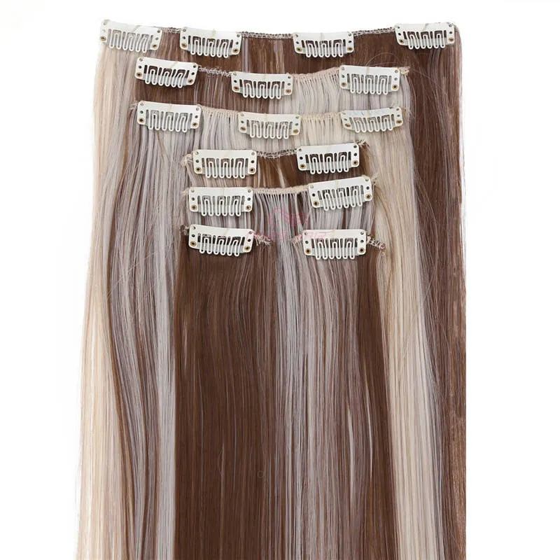 High quality long clip in hair extensions 22inch 130g synthetic hair wavy curly thick for full head hair clips 3536629