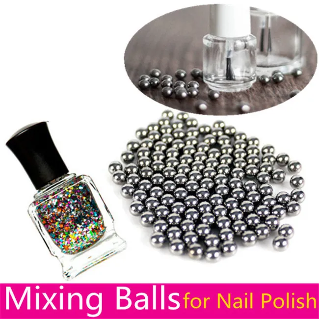2-50pcs 3ML empty nail polish bottle clear glass with agitator mixing balls  | eBay