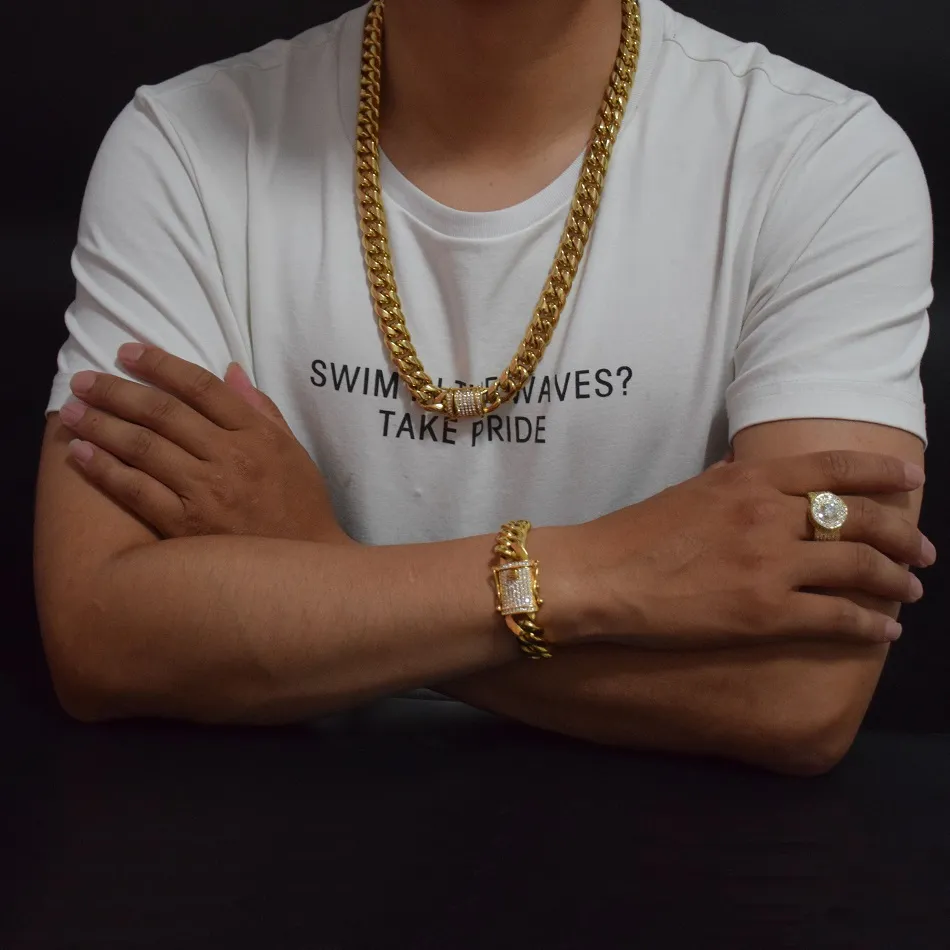 18mm Prong Cuban Link Chain for Men | White Gold Plated Iced Out Necklace | Thick Statement Hip Hop Jewelry | Gift for Him