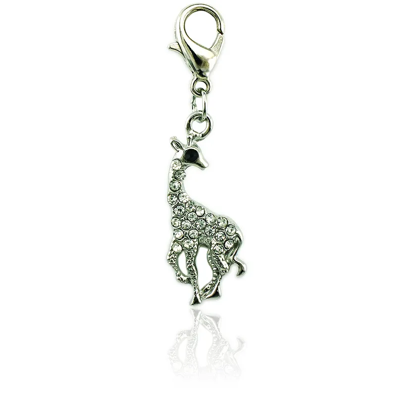 Lot Mix White Rhinestone Elephants Horse Animal Charms Pendants With Lobster Clasp DIY For Jewelry Making Accessories7905261