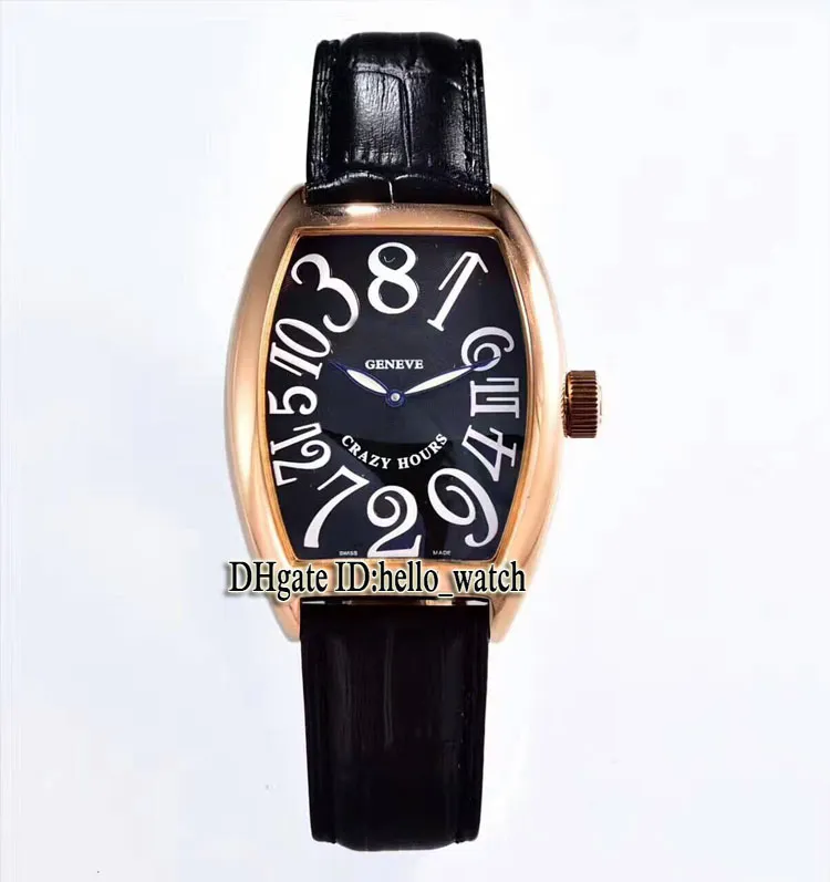 Nya Crazy Hours Color Dreams 8880 CH Black Dial Automatic Mens Watch Rose Gold Case Leather Strap High Quality Gents Watches Hello5579444