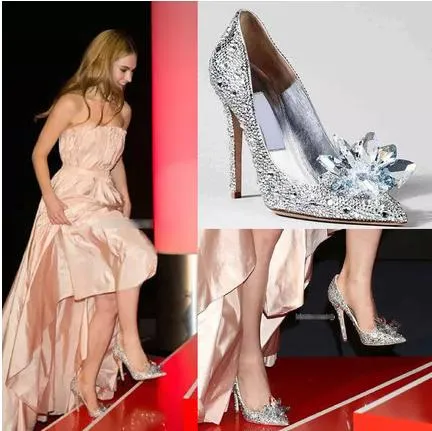 Cendrillon cristal chaussures strass chaussures de mariage argent robe de bal chaussures habillées taille 34 à 39