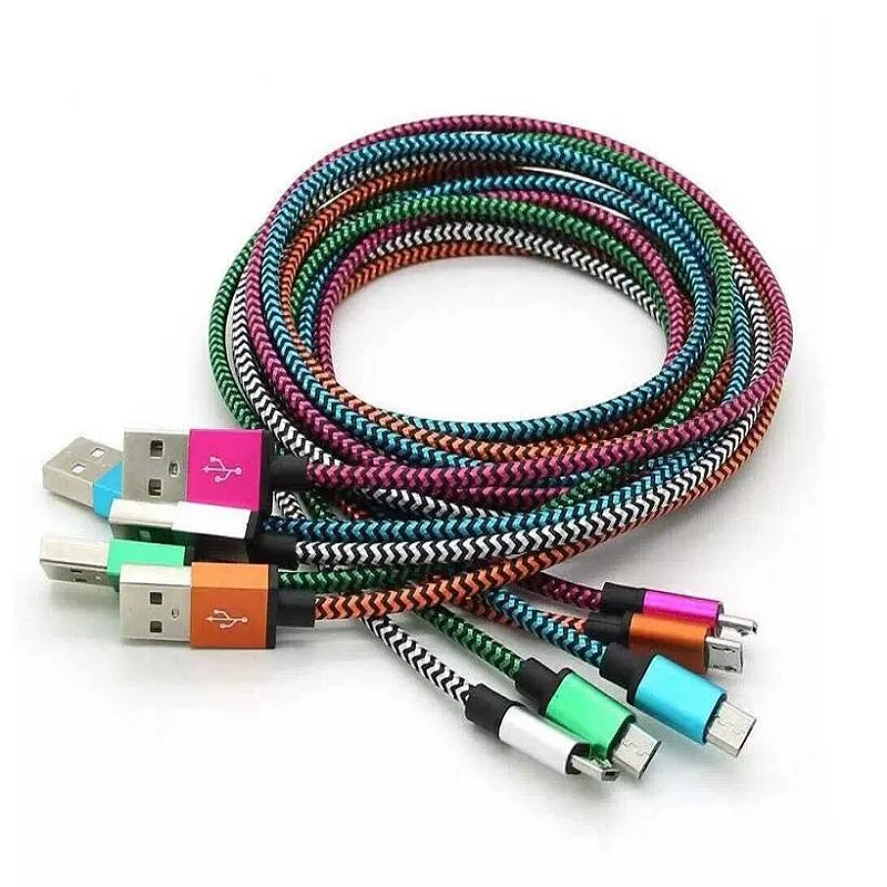 Nylon Braided Micro V8 Kabel USB 1M Linia danych Kable Ładowarka Ładowanie Sznur do ładowania Weve Android dla Samsung S7 Edge