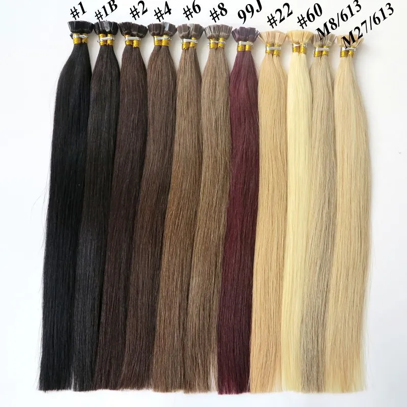 Blijvende 2years Braziliaanse haar Keratin Flat Tip Haar Volledige Cuticula Remy Indan Peruviaanse Maleisische Pre-Bonded Menselijk Hair Extensions