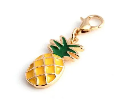 Gold Plate Pineapple Floating Pendant Charms Fit For Magnetic Memory Locket Necklace Bracelet Jewelry Making