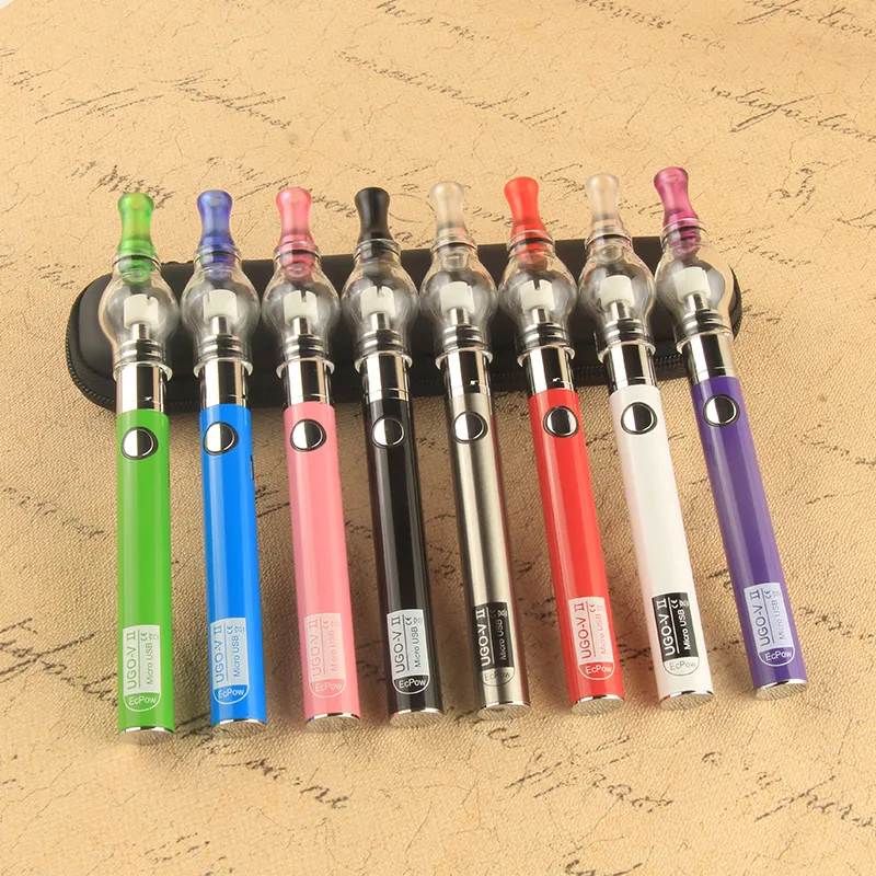 Glass Globe Ego Wax Vaporizer Clearomizer Vape Pen Kit 510 Tråd 650/900mAh UGO V II Vapor Battery