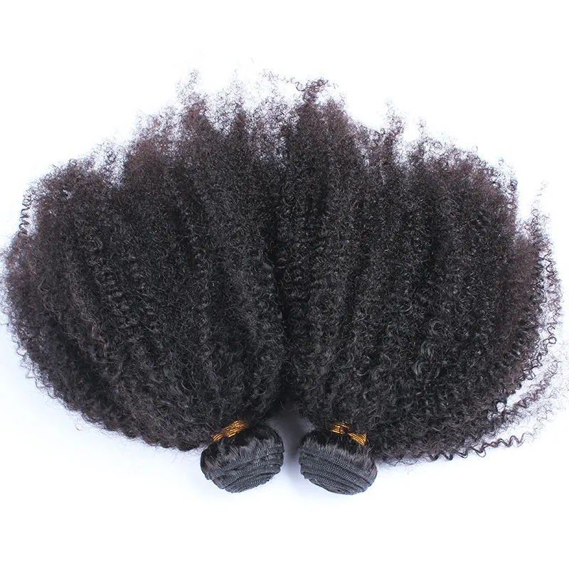 Brasiliansk Afro Kinky Curly 4 * 4 Lace Frontal Closure med hårbuntar Afro Curly Virgin Hair With Lace Closure Gratis frakt