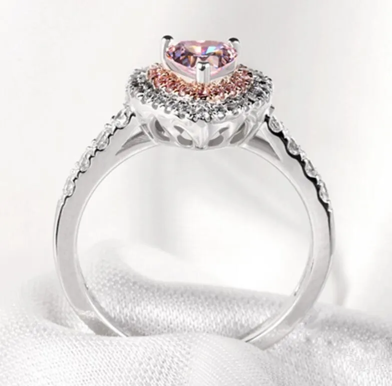 Оптом handmade choucong роскошные ювелирные изделия стерлингового серебра 925 розовый сапфир Pave настроек драгоценные камни CZ женщин свадьба сердца кольцо подарок