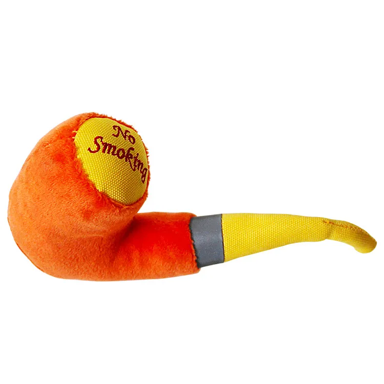 Pelúcia Brinquedo Do Animal de Estimação Plush Tobacco Pipe Cachorro Fresco Brinquedos Do Cão Forma Tubo Colorido Plush BB Som Squeaky Dog Chew Toys