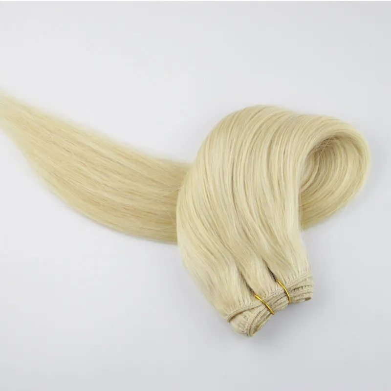 Top Quality Light Blonde #60 Human Hair Weft Wavy Straight 10"-28" 3 Bundles 300G Malaysian Remy Hair Extensions Weaving