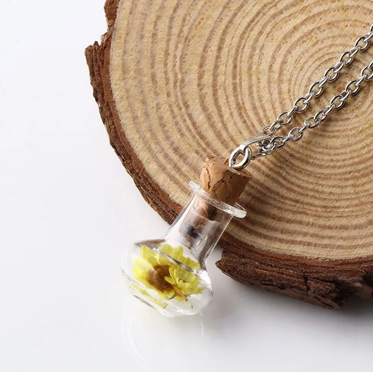 Explosioner Listade Vase Torked Flower Necklace Pendant Series Women's Drift Bottle Wish Bottle WFN295 With Chain Mycket