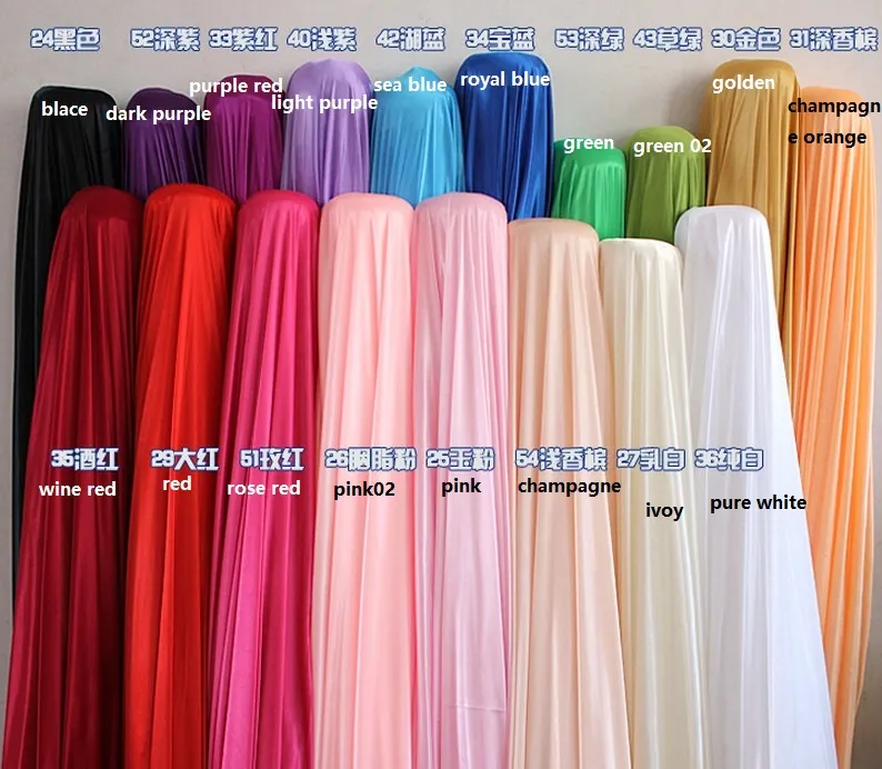 Silk fabric wedding backdrop Width 150CM/59inch Satin Fabric Decoration Solid Color Cloth/Performance Clothing Fabrics Clothing Lining WT017
