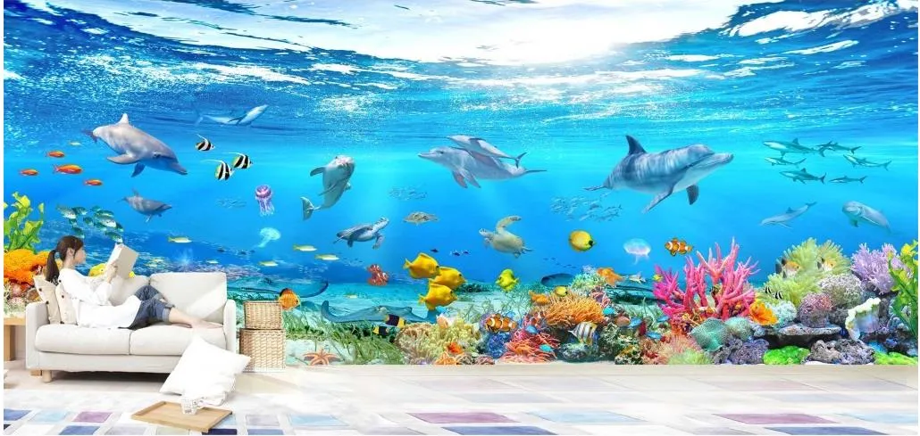 Panoramic Underwater World 3D Wall TV Wall mural 3d wallpaper 3d wall papers for tv backdrop4868526