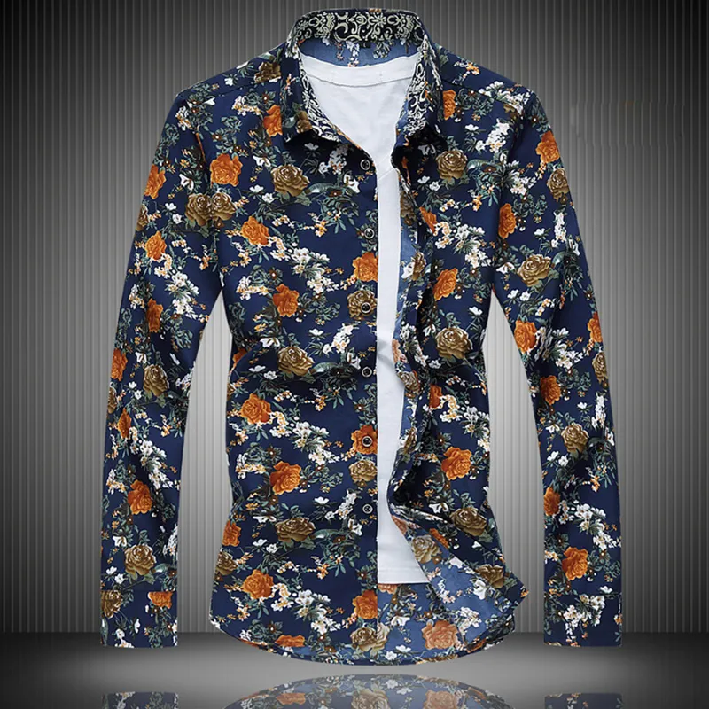 Whole-Miuk Print Town-Down Fllar Full Sleeve Casual 5xl 4xl 3xl Floral Men Shirt Chemise Homme Summer Brand Clothing2289