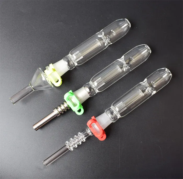 Roken Glazen Pijpen Mini Kit met 10mm 14mm 18mm Titanium Tip Quartz Nagels Booreiland Concentraat Dab stro voor Glazen Waterpijp