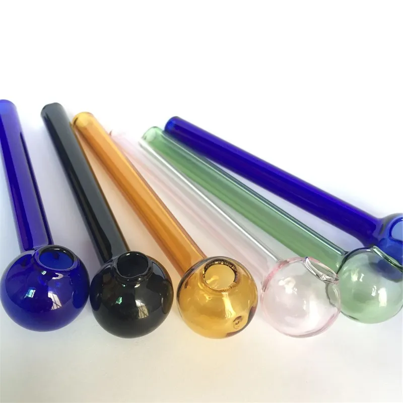 10cm Cheapest Colorful Pyrex Glass Oil Burner Pipe glass tube smoking pipes tobcco herb glass oil nails