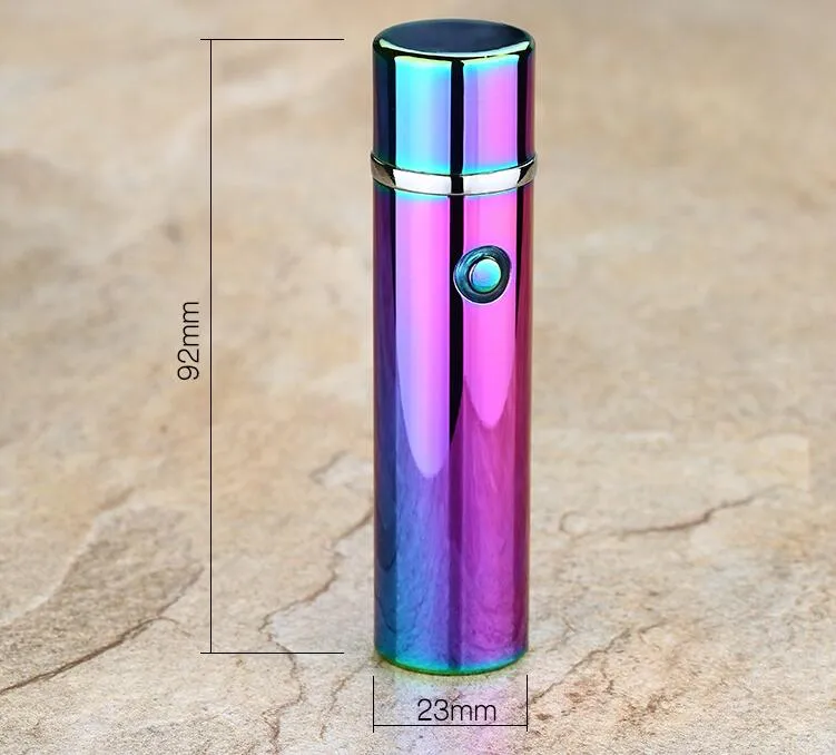 Cylinder Electric Pulse unik form Dubbelbåge cigarettändare USB -laddning Cigrette Plasma SHEAM LIGHTER 8 Färger Rökningstillbehör Försäljning