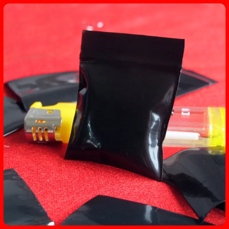 Preto Opaco Mini Zip Lock Aperto Embalagem Plástica Sacos De Alimentos Doces Jóias Reclosable Grosso PE Auto Selo Pequeno Pacote De Armazenamento Dom