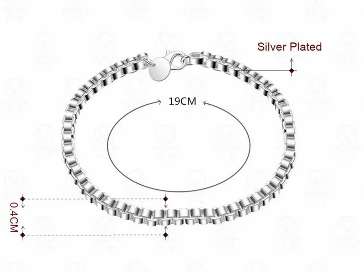 Argent 925 14g bracelets 4mm box bracelet bijoux fashion350H