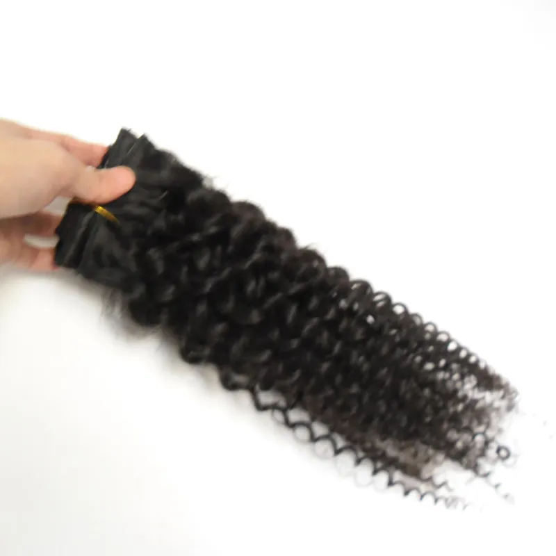 African American Clip in Human Hair Extensions 100g 120g 8st Natural Black Afro Kinky Curly Clip6095440