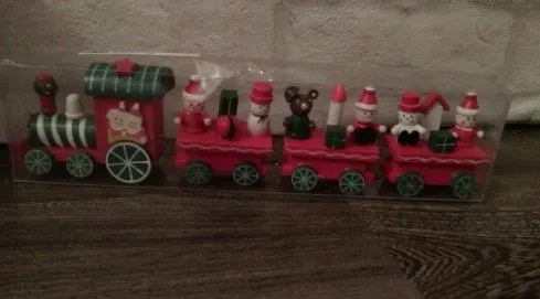 Vintage Wood Train Christmas Ornaments