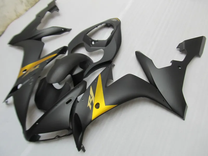 Injektionsgjutning Body Work Fairing Kit för Yamaha YZFR1 2004 2005 2006 Matt Black Fairings Set YZF R1 04 05 06 OT07