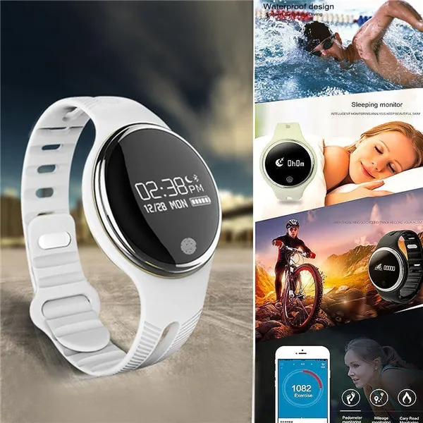 E07 pływając inteligentna bransoletka 2412 -godzinna system Naszyjnik Pedometr Fitness Watch Krok Counter Smart Breyband PK Fit BIT38976814994472