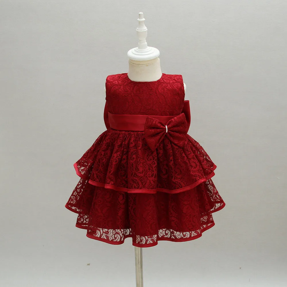 3 ~ 24 개월 아기 꽃 소녀 활 레이스 드레스 여름 흰색 빨간 아이의 옷 사랑스러운 소매 웨딩 크리스마스 옷 r1am710ds4468152
