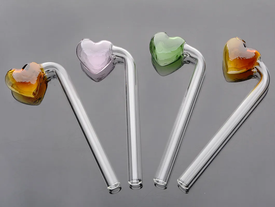 colorful glass pipe sweat-heart Smoking Handle Pipes Mini New Arrival Smoking Pipes Hand Blown Recycler Best Oil Burner