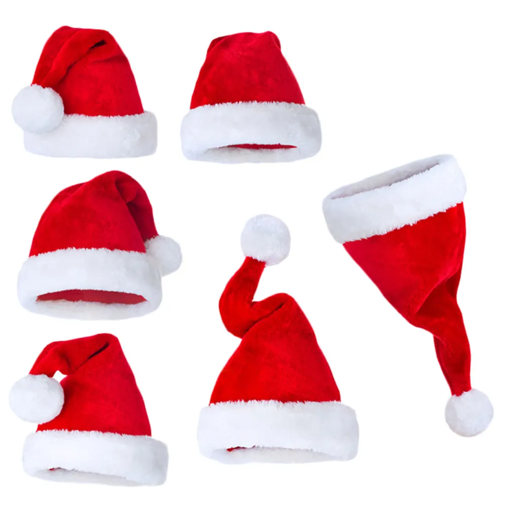 Chapeau de noël pour adultes et enfants, casquette de fête de noël, chapeau de père noël en peluche rouge pour Costume de noël, décoration de jour de boxe, cadeau