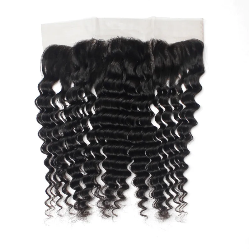 Peruvian Virgin Lace Frontal Closure Human Hair Deep Wavy Brazilian Remy Human Hair Lace Frontal 13 * 4 1b Gratis Del 8 