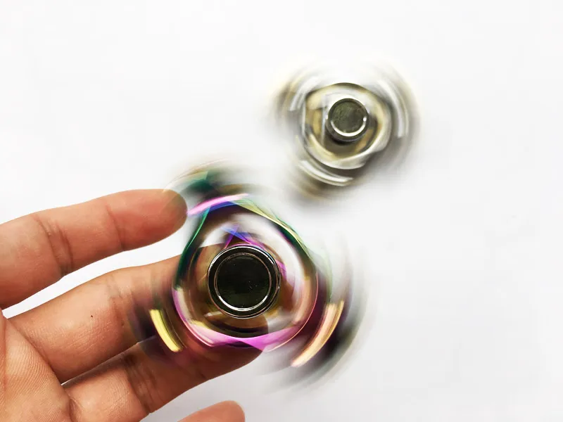 New arrival Fidget Spinners EDC metal rainbow Hand Spinner Toy 3 Gear Chain Finger toys Stress three Gear Wheels finger Decompression Toy