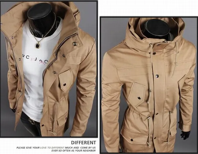 Trenchcoat Gratis verzending heren lange jas hoogwaardige blend schouder taille taille met trekkoord